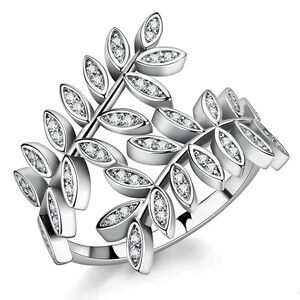 CZ AAA Vine Brass Rhodium Ring size 9